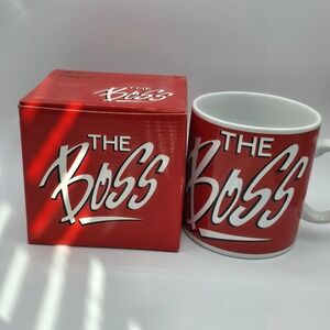 The Boss Coffee Mug Red White Letters Russ Berrie Coffee Cup White Vintage